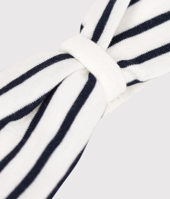 Gestreiftes Baby-Haarband für Mädchen weiss MARSHMALLOW/blau SMOKING
