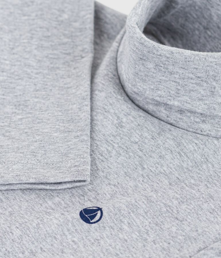 Kinder-Rollkragenshirt aus einfarbiger Baumwolle grau