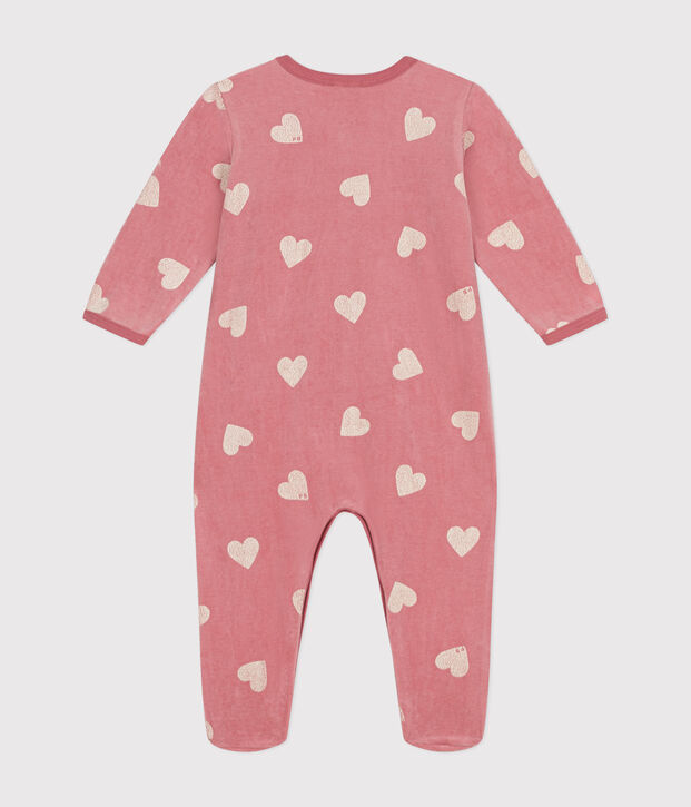 Strampler aus Nicki mit Herzmotiv rosa/weiss