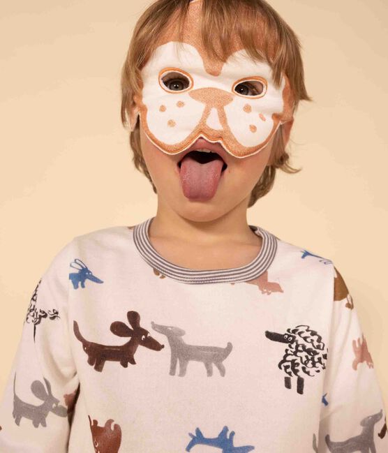 Kinderpyjama zum Verkleiden aus Molton mit Hundmotiv weiss MARSHMALLOW/weiss MULTICO