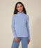 Damen-Rollkragenshirt "L'Iconique mit Zierstrick blau SKY CHINE