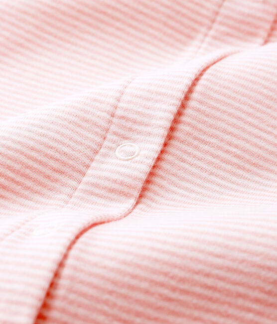 Bodyjama ohne Füße aus Rippstrick für Mädchen rosa CHARME/weiss MARSHMALLOW