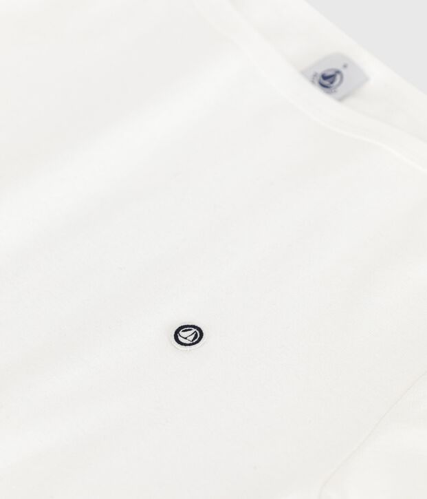 Kultiges Damen-T-Shirt mit Admiralskragen aus Baumwolle weiss