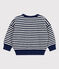 Baby-Sweatshirt aus gestreiftem Frottee blau MEDIEVAL/weiss MARSHMALLOW