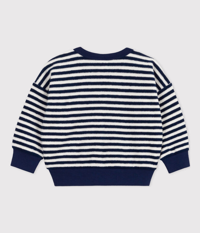 Baby-Sweatshirt aus gestreiftem Frottee blau/weiss