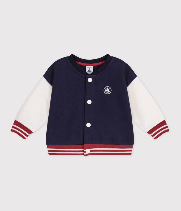 Zweifarbiger Baby-Teddy aus Baumwolle blau/naturfarben
