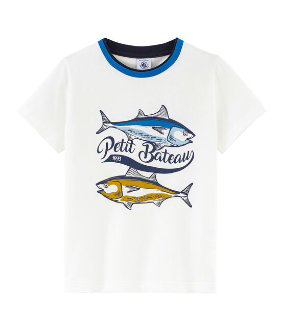 Kurzärmeliges Kinder-T-Shirt Jungen weiss MARSHMALLOW