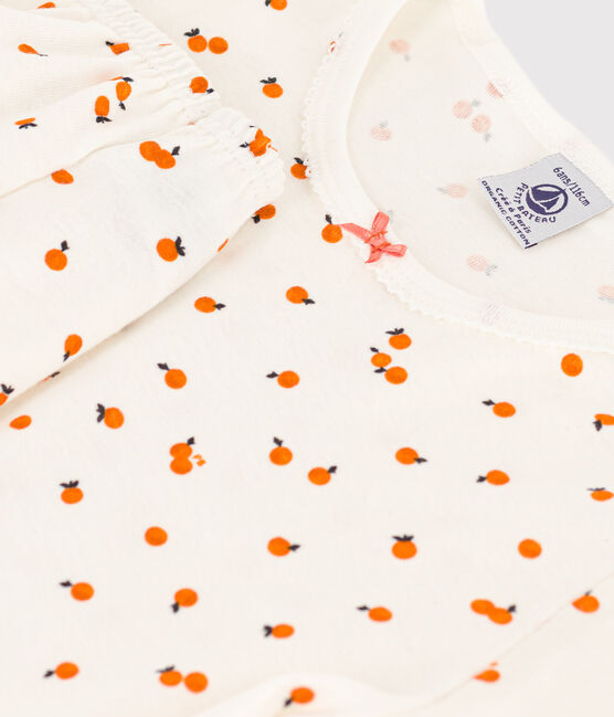 Kinder-Kurzpyjama aus Baumwolle für Mädchen weiss MARSHMALLOW/weiss MULTICO