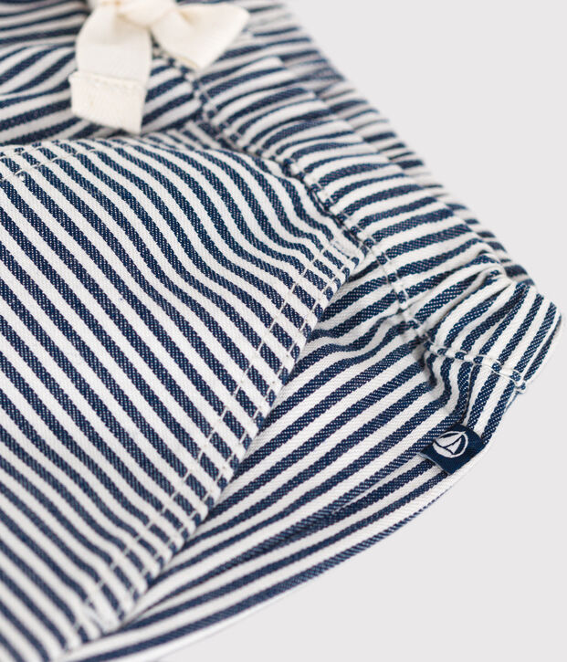 Baby-Hose aus Leinenstoff blau/weiss