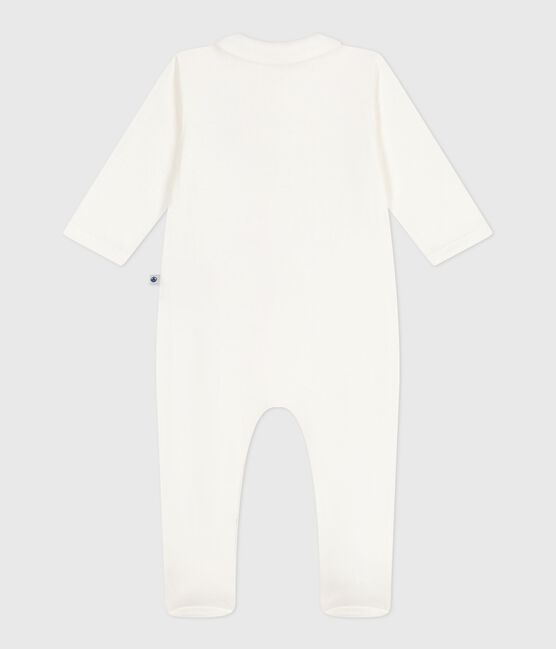 Strampler aus Doppeljersey mit einfarbigem Kragen weiss MARSHMALLOW