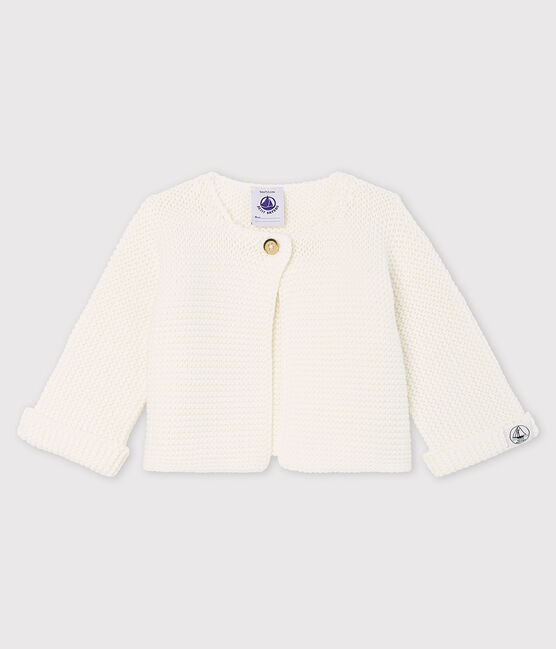 Baby-Cardigan aus Bio-Baumwollstrick weiss MARSHMALLOW