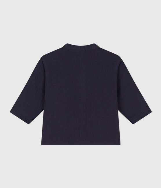 Babyhemd aus Musselinstoff blau SMOKING