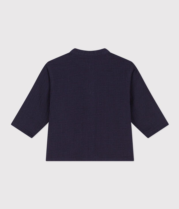 Babyhemd aus Musselinstoff blau