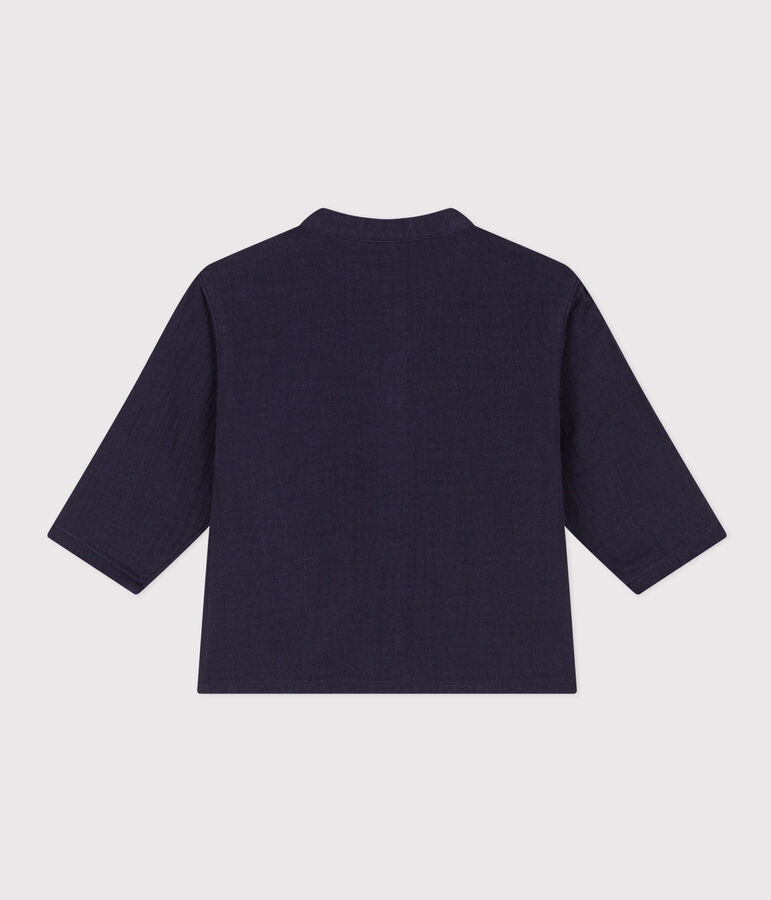 Babyhemd aus Musselinstoff blau