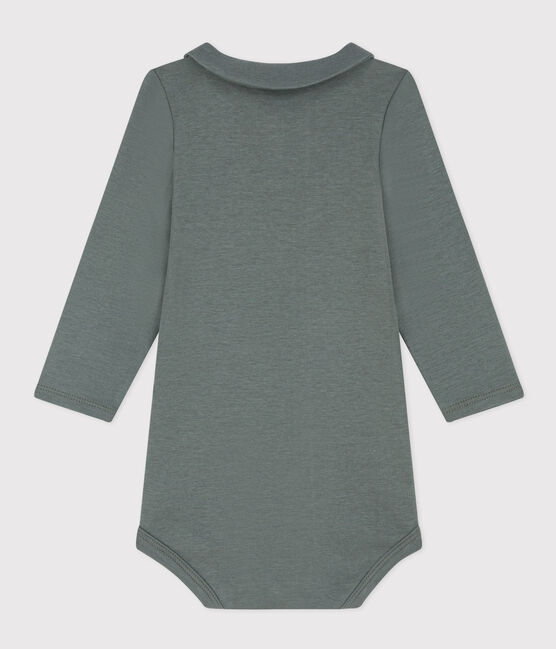 Langärmeliger Baby-Body aus Baumwolle mit Kragen grün THUYA