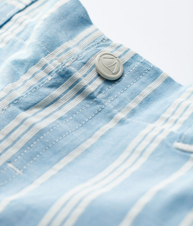 Gestreifte Baby-Shorts aus Popeline Jungen blau/weiss