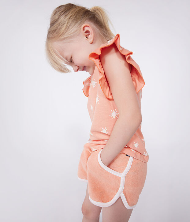 Kurz&auml;rmeliges Kinder-T-Shirt aus bedruckter Baumwolle orange/weiss