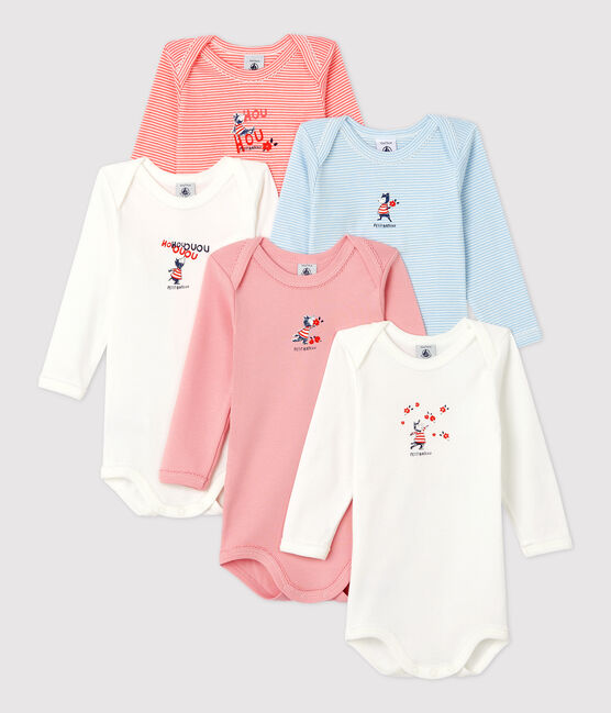 5er-Set langärmelige Baby-Bodys aus Baumwolle für Mädchen variante 1