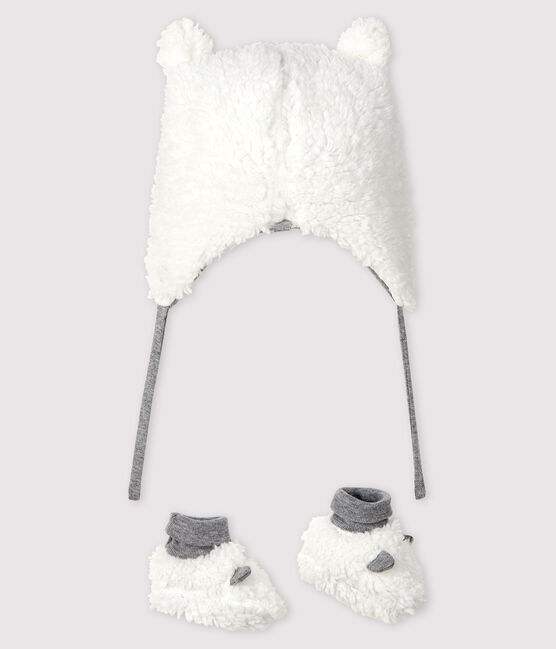 Set mit Mützchen für Neugeborene und Babyschuhen aus Sherpa variante 1