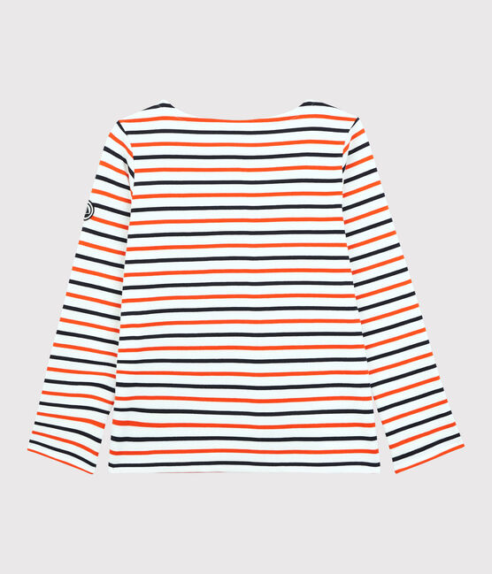 Streifenshirt aus Baumwolle Damen weiss MARSHMALLOW/ SMOKING/ CAROTTE