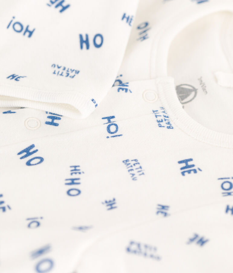 Baby-Bodyjama Heho aus Doppeljersey weiss/blau