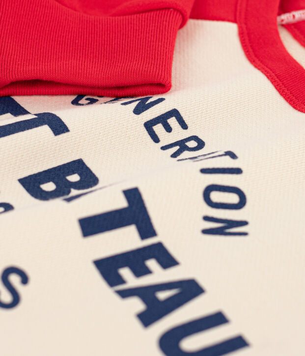 Kinder-Sweatshirt aus Molton rot/naturfarben