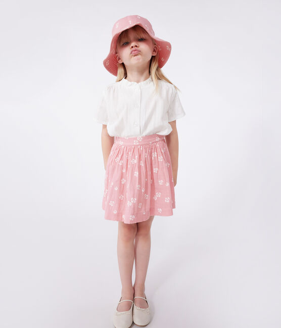 Kinder-Rock aus geblümter Baumwolle rosa CHARME/weiss MARSHMALLOW