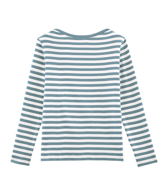 Langarm-t-shirt damen blau FONTAINE/weiss MARSHMALLOW