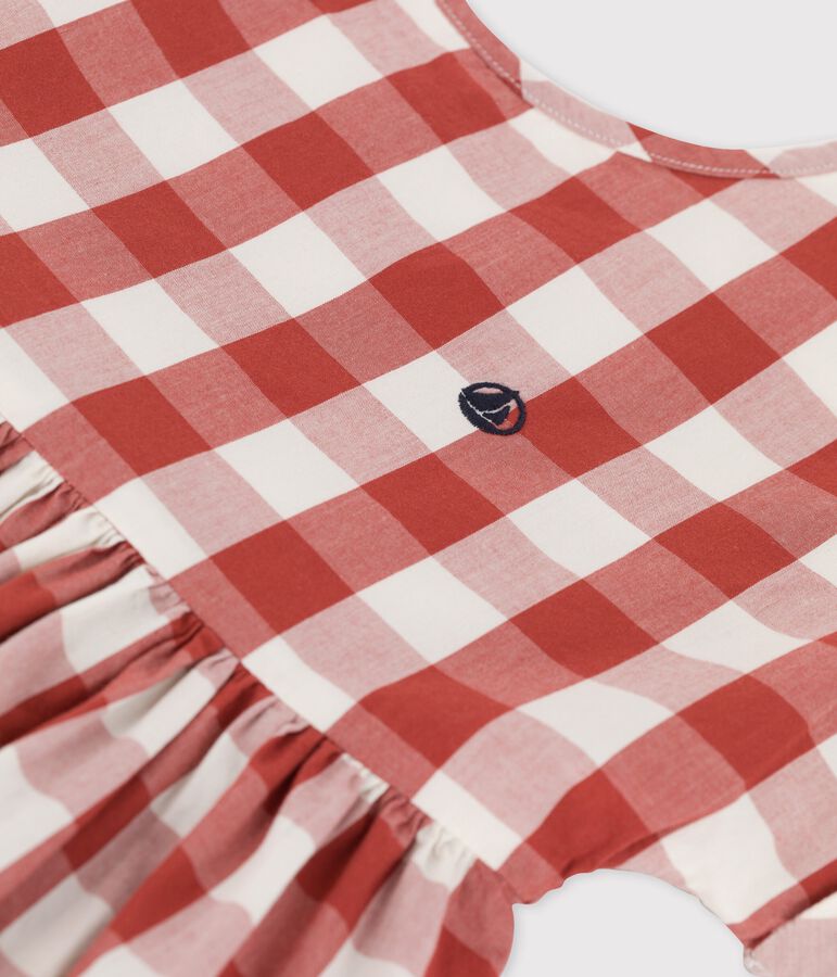 Kurz&auml;rmeliges Kinderkleid aus Popeline f&uuml;r M&auml;dchen braun/naturfarben