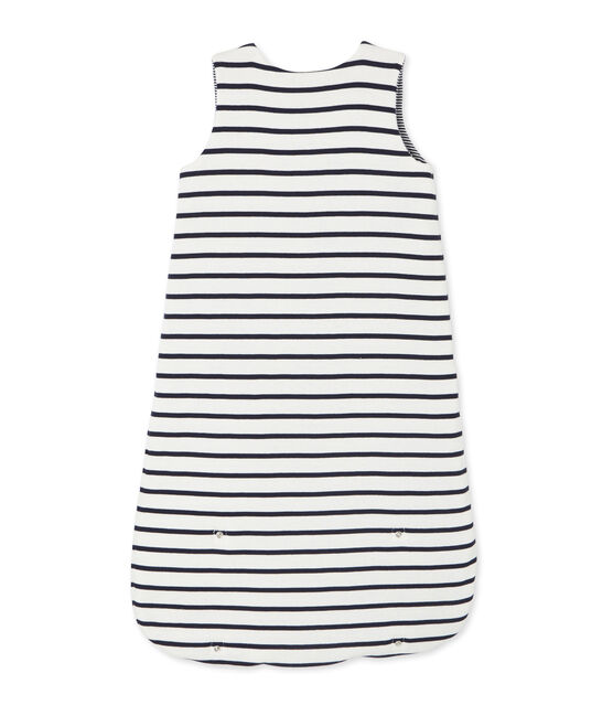 Baby-Wendeschlafsack aus Rippstrick beige COQUILLE/blau ABYSSE