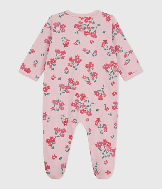 Strampler aus Doppeljersey mit Blumenmuster rosa JOLI/weiss MULTICO