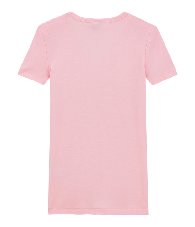 Damen-T-Shirt mit V-Ausschnitt aus Original-Rippstrick rosa