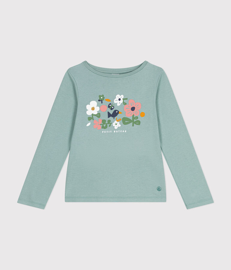Lang&auml;rmeliges Kinder-T-Shirt aus Rippstrick f&uuml;r M&auml;dchen gr&uuml;n