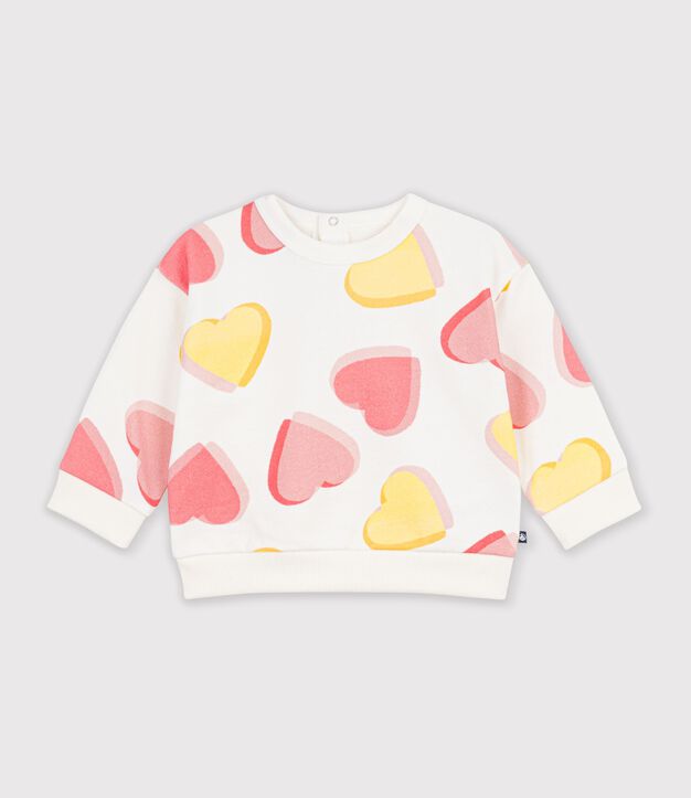Baby-Sweatshirt aus Baumwolle mit Hertmotiv weiss/vielfarbig