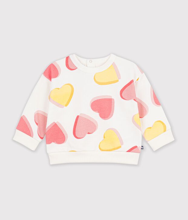 Baby-Sweatshirt aus Baumwolle mit Hertmotiv weiss/vielfarbig