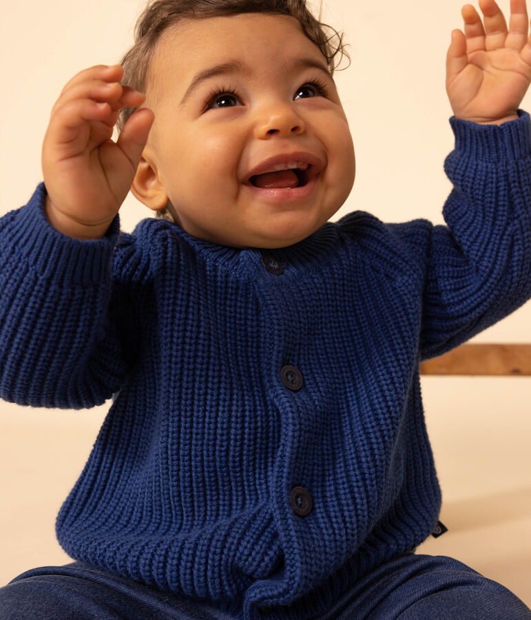 Baby-Cardigan aus Baumwollstrick blau INCOGNITO