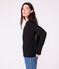 Langärmeliges Damen-T-Shirt L’Iconique aus Baumwolle mit Lochstickerei schwarz BLACK