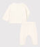 Zweiteiliges Baby-Set aus Woll- und Baumwoll-Strick weiss MARSHMALLOW