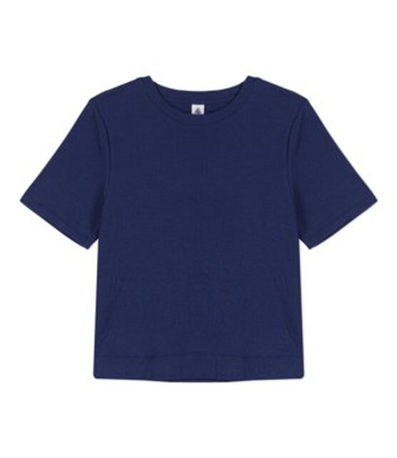 Damen-T-Shirt LE BOXY aus Baumwolle blau CHALOUPE