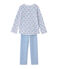 Wendbarer Mädchen-Schlafanzug aus gedoppeltem Jersey weiss ECUME/blau BLEU/ MULTICO