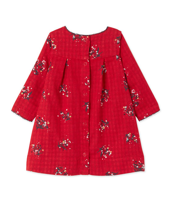 Baby-Mädchen-Kleid aus gedoppeltem Jersey mit Print rot FROUFROU/weiss MULTICO