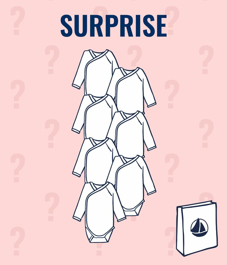 &Uuml;berraschungsset 7 lang&auml;rmelige Neugeborenen-Bodys f&uuml;r M&auml;dchen vielfarbig