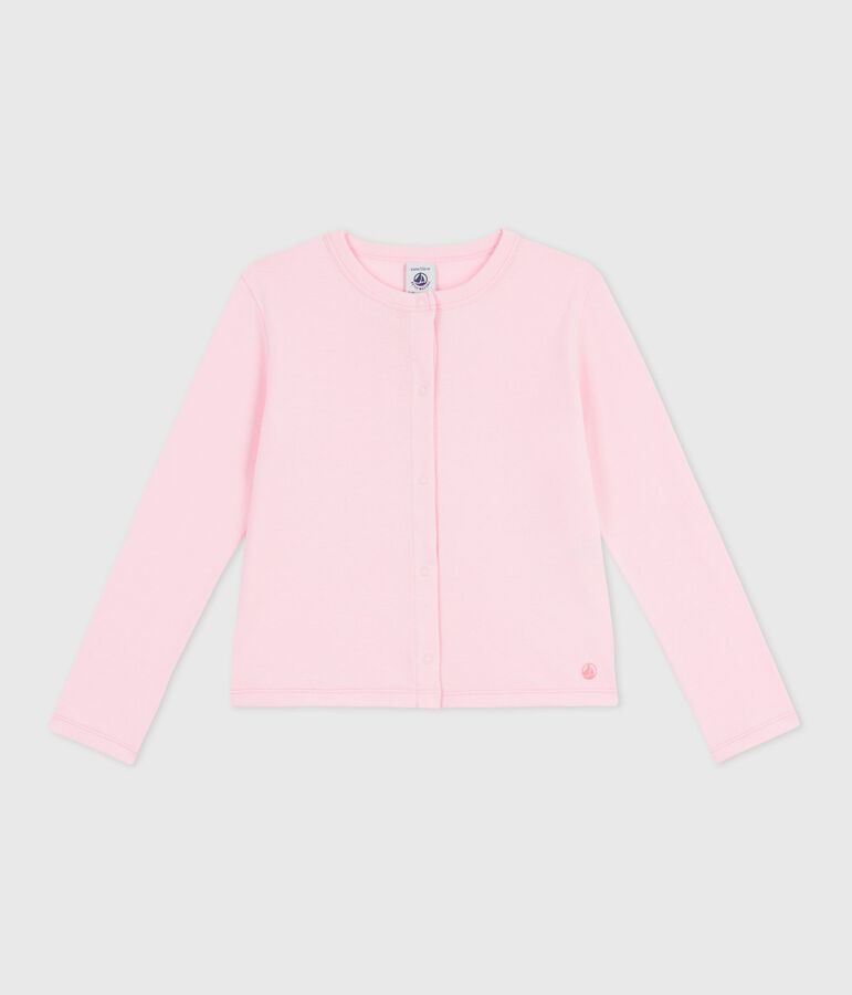 Kinder-Cardigan aus einfarbiger Baumwolle rosa MARQUISE