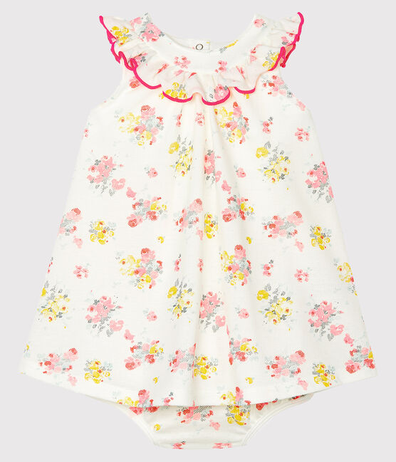 Baby-Kleid und -Bloomers, gemustert, für Mädchen weiss MARSHMALLOW/weiss MULTICO