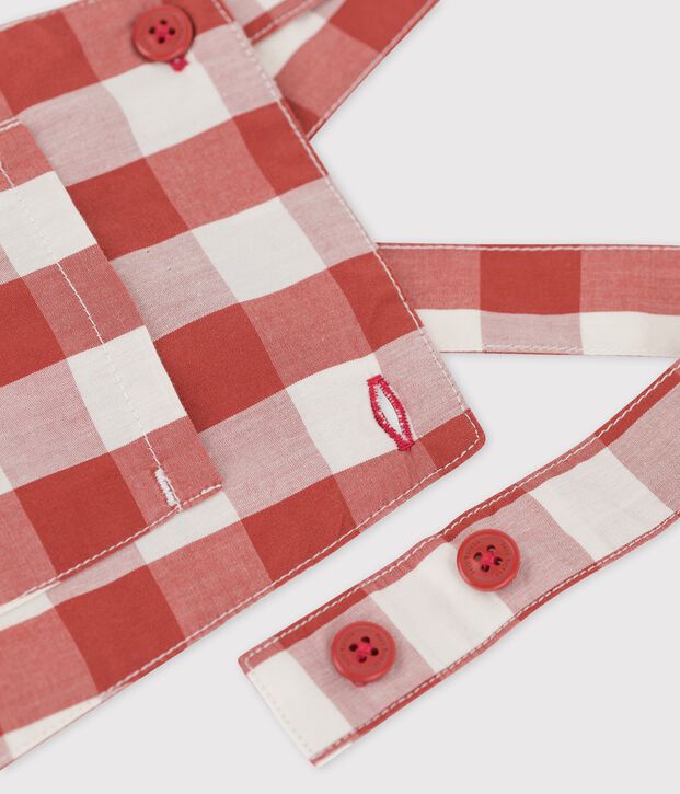 Kurze Baby-Latzhose aus Popeline braun/naturfarben
