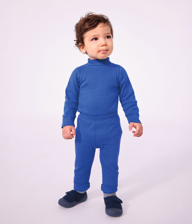 Baby-Leggings aus einfarbiger Baumwolle blau