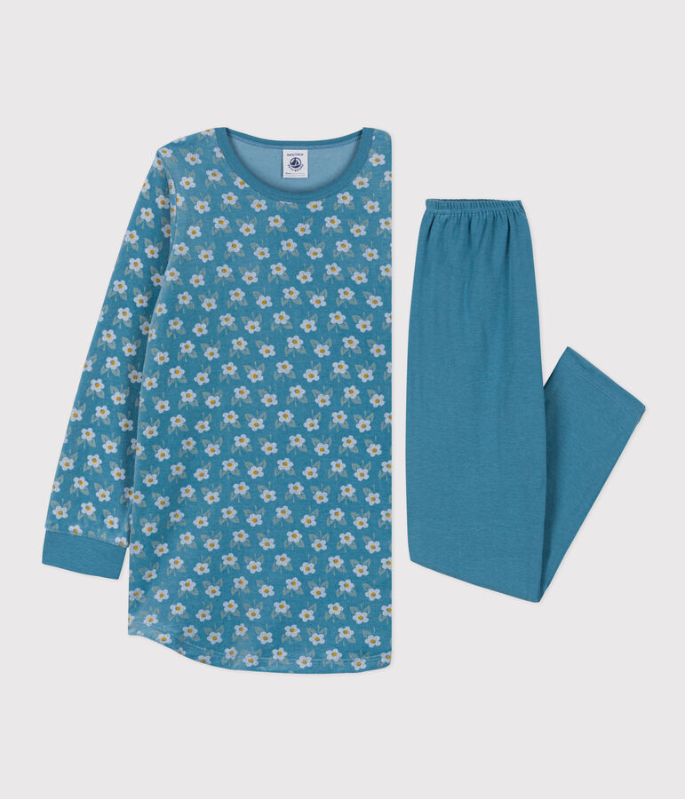 Nachthemd aus Nicki mit Blumenmotiv f&uuml;r M&auml;dchen blau/vielfarbig