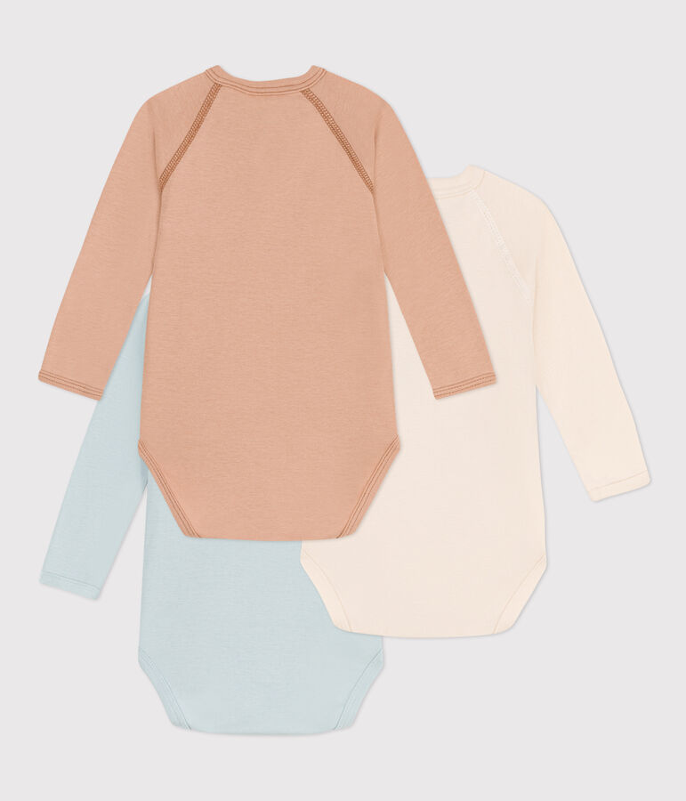 3er-Set lang&auml;rmelige Wickelbodys aus Baumwolle vielfarbig