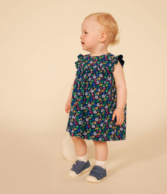 Ärmelloses Babykleid aus leichtem Jersey blau MEDIEVAL/weiss MULTICO