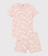 Kinder-Kurzpyjama aus Baumwolle mit Wolkenmotiv für Mädchen